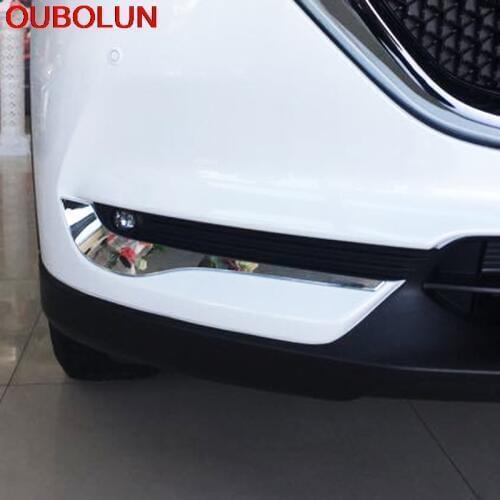 OUBOLUN For Mazda CX-5 CX5 2017 2018 ABS Chrome Front Fog Light Lamp Eyelind Cover Frame Trim Auto Exterior Accessories 2pcs
