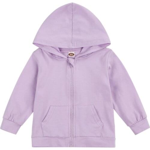 Autumn Kids Hooded Coat Fall Tops V-Neck Zipper Long-Sleeve Casual Kangaroo Pocket Outdoor Baby Girls Sweatshirts