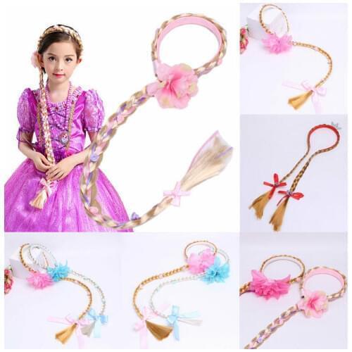 New Fashion Blonde Cosplay Weaving Braid Tangled Princess Headband Hair Girl Crown Wig Braids
