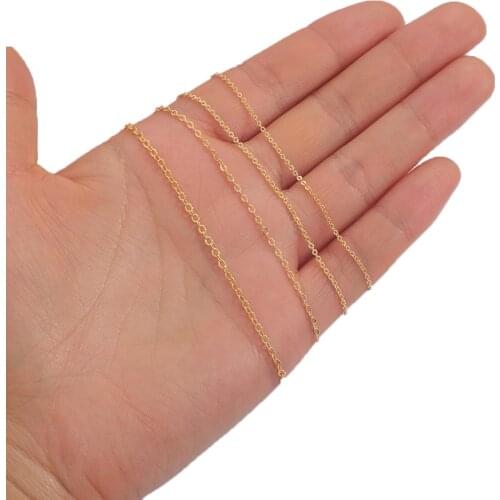 18k Real Gold Plated Chain For Jewelry Making 1mm 1.3mm 1.5mm 2.0mm Thin Chain Wholesale Handmade DIY Jewelry Findings