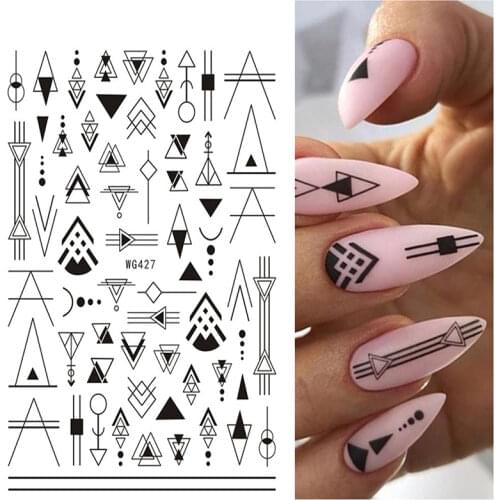 Geometric Lines Fashion Nails Art Manicure Back Glue Decal Decorations Design Nail Sticker For Nails Decoration Tools