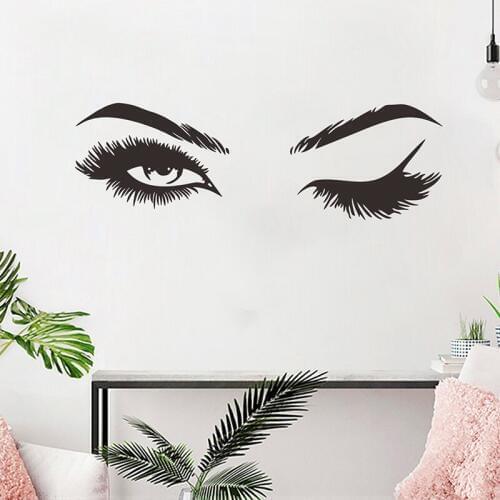 Sexy beauty winking eyes closed beautiful eyelashes wall sticker living room bedroom home decor wallpaper mural wall decals