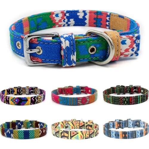 Bohemian Print Pet Dog Collar for Small Medium Dogs Cotton Breathable Puppy Cat Collars Yorkshire Chihuahua Mascotas Accessories