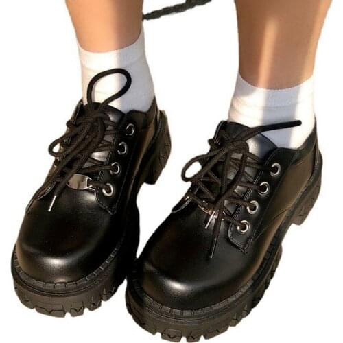 YSHUNIJ Shoes Thick soled leather shoes summer Mary Jane shoes female dwarf Le Spice Girl muffin shoes British style