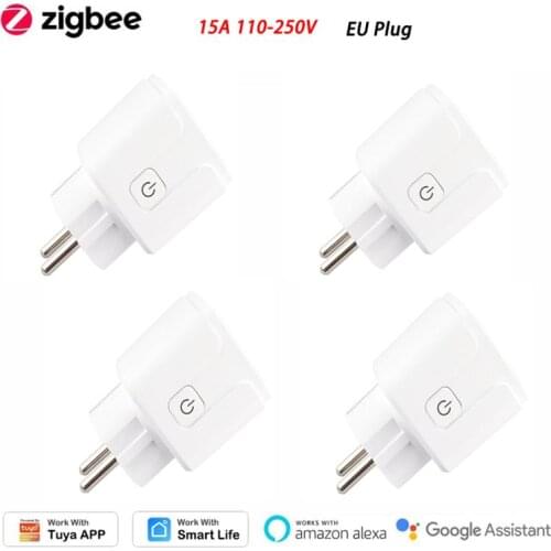 Tuya ZigBee Timer Electrical Socket 15A 110-250V Wireless EU Plug Smart Home APP Smart Life Compatible With Alexa Google Home