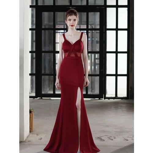 Sleeveless Sexy Side Split Party Dress Backless Floor Length Women Gown Taffel Evening Dress