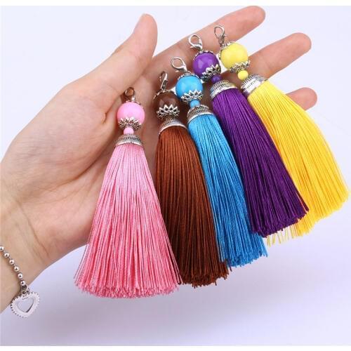 10 Pieces 11cm beads Silk Tassel fringe sewing bang tassel trim key tassels for DIY Embellish curtain accessories parts