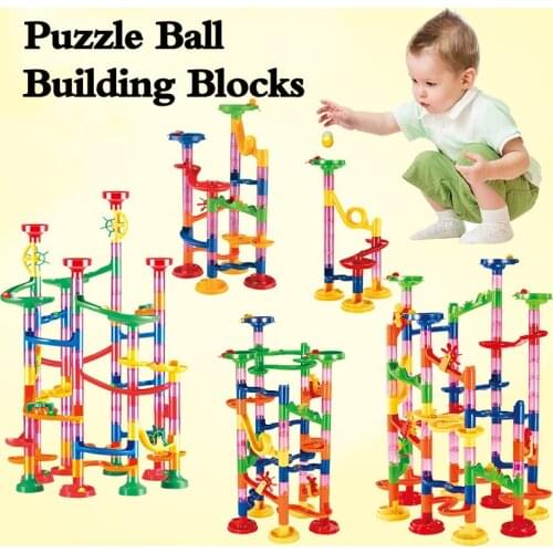 133pcs Set DIY Marble Runs Race Toys 3D Track Maze Building Blocks Ball Roll Pipe Building Block DIY Construction Toys for Kids