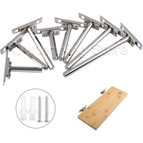 2/4pcs Silver Metal Floating Brackets Heavy Duty Hidden Shelf Support Brackets Wall Mounted Multifunctional Home Hardware