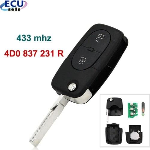 2 Button Remote Control 433mhz ID48 Chip for A4 A6 1998-2001 FCC: 4D0 837 231 R