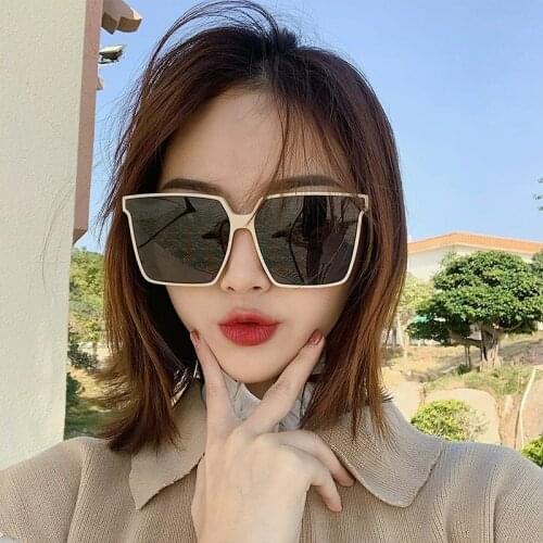 2020 Fashion Large Frame Cat Eye Sunglasses Men Women Brand Designer Square Cateye Sun Glasses Men Cool One Piece UV400 Shades