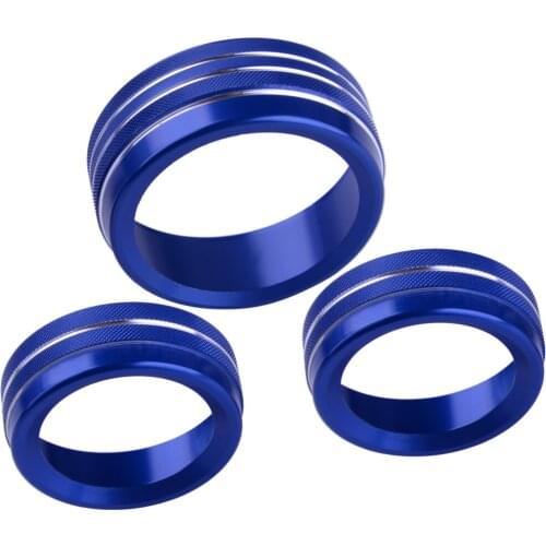 3Pcs Blue AC Radio Switch Knob Ring Trim Cover Decor Interior Mouldings Fit For Dodge Challenger 2015 2016 2017 2018 2019