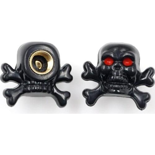 4Pcs/Lot Auto Car Styling Skull Shape Valve Stem Caps Black Car Wheel Rim Dust Tire Cover Moto Bicycle Tyre Decal Accessories