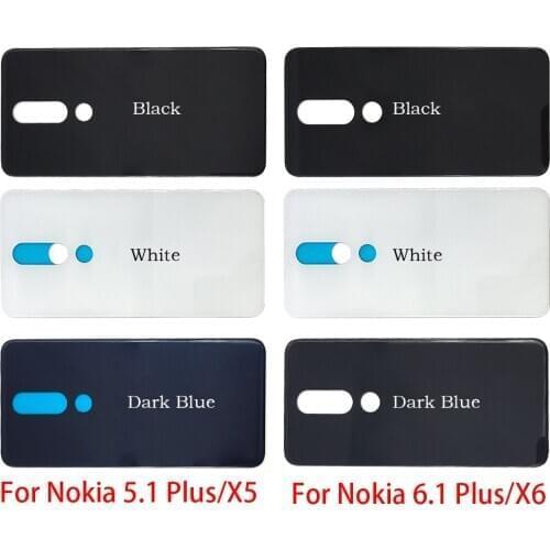 5pcs/lots For Nokia 5.1 Plus X5 / For Nokia 6.1 Plus X6 2018 Back Battery Cover Glass