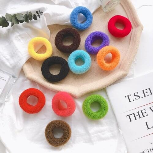 5pcs/lot Korean Solid Color Bold Towel Scrunchie Women Girls Elastic Hair Rubber Bands Accessories Tie Hair Ring Rope Headdress