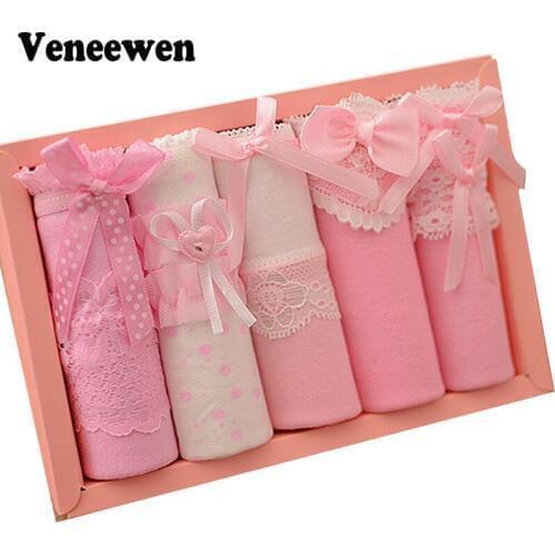 5pcs/lot Sexy Lace Cotton Womens Underwear Briefs Underwear Women Panties Tanga Cute Sexy Lingeries Thong G-string Calcinhas