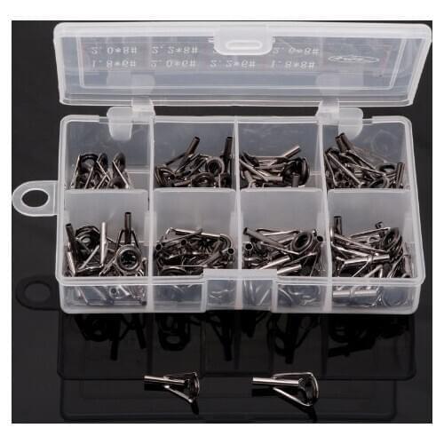 80 X Fishing Rod Tips Tops Parts Stainless Steel DIY Repair Guides DIY Set Kits