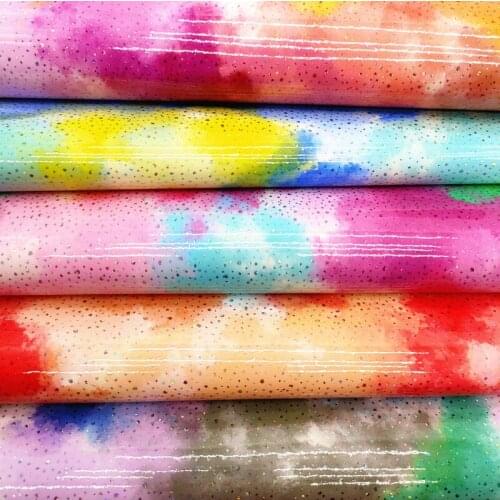 A4 20*33CM sheet rainbow pattern dot printed PVC leather For bag and shoes 620
