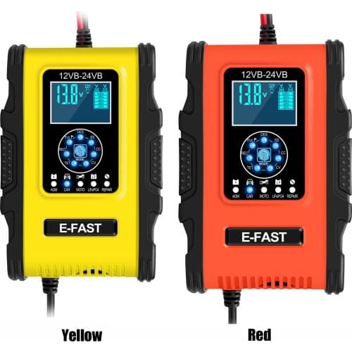 Car Battery Chargers 12V/12A 24V/6A Automatic Smart Battery Chargers Maintainer Portable Trickle Chargers Battery Desulfator