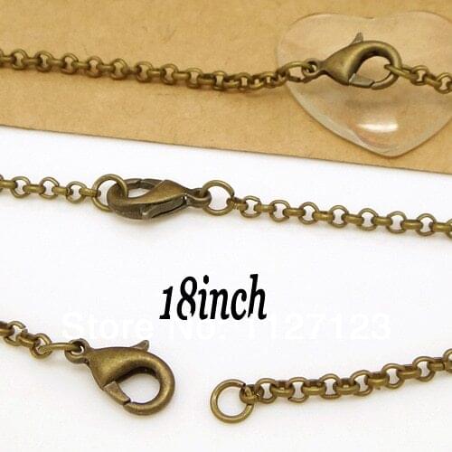 Free Ship!!! 100piece 2mm 18"L Bronze Tone Metal Rolo Link Chain Necklace with Lobster Clasp
