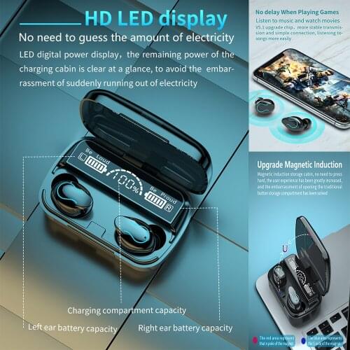 Q32 Wireless Stereo Bluetooth Headset Touch Control Headset Movement with Microphone HD LED Digital Display HIFI Sound Quality