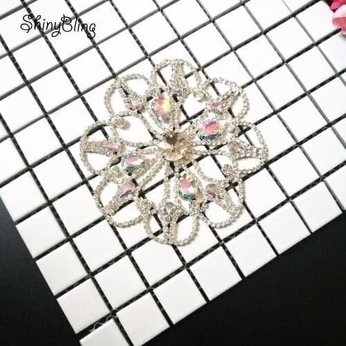Brilliant white crystal applique with stone silver AB rhinestone trims for bridal wedding decoration