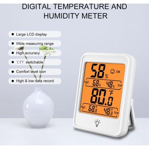 KKmoon Digital Hygrometer Thermometer Indoor Temperature and Humidity Gauge Monitor Meter with Large LCD Display forHome Bedroom