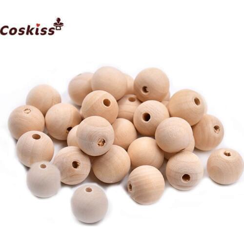 0.63"(16mm) Wooden Natural Round Beads Nursing Chewing Wooden Teether Toys For DIY Baby Teether Necklaces/bracelets
