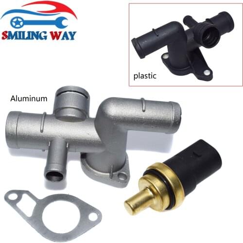 Radiator Water Coolant Cast Flange & Temperature Sensor Kit For VW Golf Jetta 1.8L 2000-2005 & Audi TT 2000-2002 06A121133J