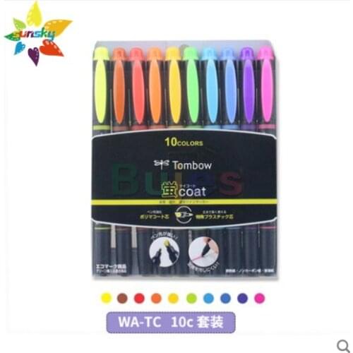 Tombow 3/5/10 color Double head fluorescent pen wide flat head 3.8mm fluorescent pen 0.8mm small round head drawing art supplies