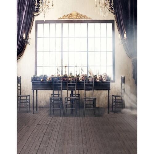 Wooden Floor Vintage Table Flowers Photography Backdrops Photo Props Studio Background 5x7ft