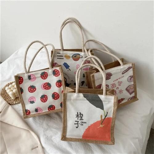 Canvas Lunch Bag Fashion Style Personalized Portable Lunch Bag Canvas Food Picnic Bags Print Pattern Picnic Travel Bento Bag