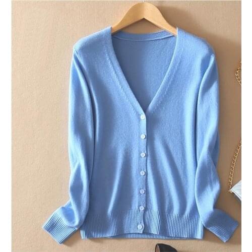 Womens Cashmere Autumn Winter V-Neck Cardigan Sweater Wool Elastic Sweaters Slim Tight Bottoming Knitted Cardigans