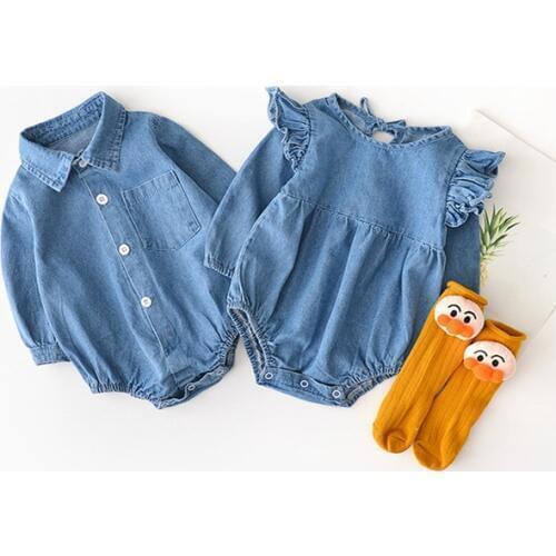Family Clothing Set Sisters Brothers Suit Denim Romper Spring Newborn Baby Clothes Long Sleeve Kids Boys Jumpsuit Girls Outfits