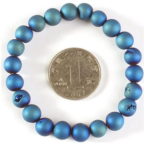 Kraft-beads Ethnic Style Blue Weathered Agates Round Stone Beads Bracelet For Anniversary Jewelry