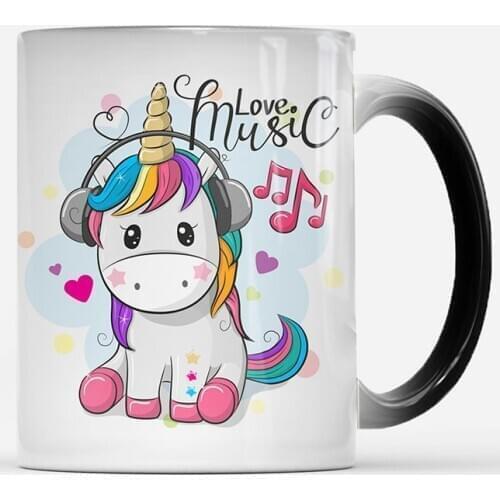 2020 New 350mL Creative Magic Cartoon Unicorn Mug Heat Sensitive Color Change Coffee Milk Tea Mug Cup Best Gifts for Friends
