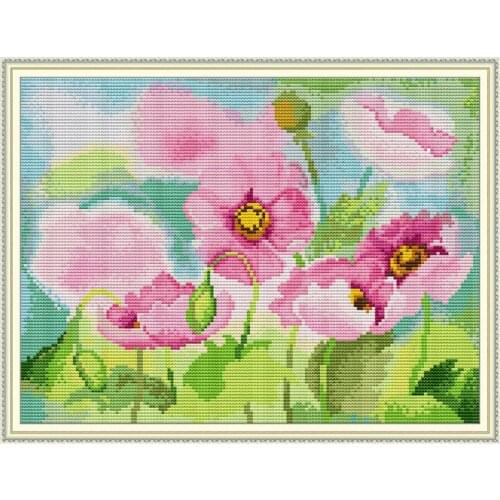 Poppies 11 cross stitch kit aida 14ct 11ct count printed canvas stitches embroidery DIY handmade needlework