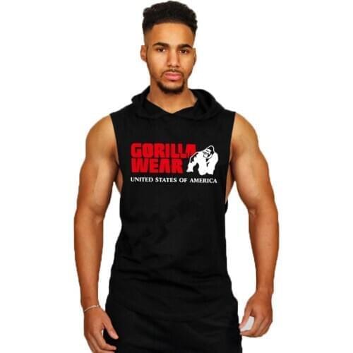 Men Tank Top Men Stringer Tanktop Fitness Gorilla wear Singlet Sleeveless Hooded Shirt Workout Man Undershirt Clothing New