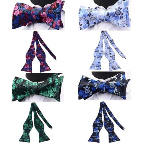 Ricnais Fashion Classic Print Mens Self Bowtie for Man Adjustable Floral Bow Tie Wedding Formal Business Casual Bow-knot