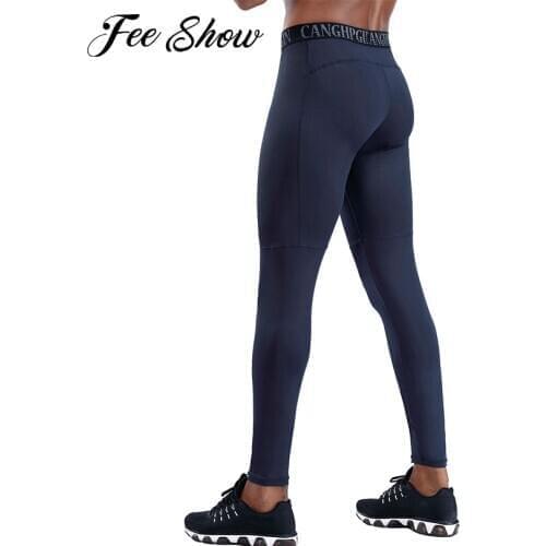 Mens Athletic Tracksuit Gym Running Exercise Tights Leggings Sportswear Fitness Yoga Pants Middle Waist Pocket Sports Leggings