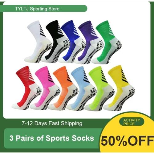 3 Pairs Men Women Cycling Sock Sports Antislip Soccer Socks Cotton Football Socks Breathable Outdoor Basketball Socks Calcetines
