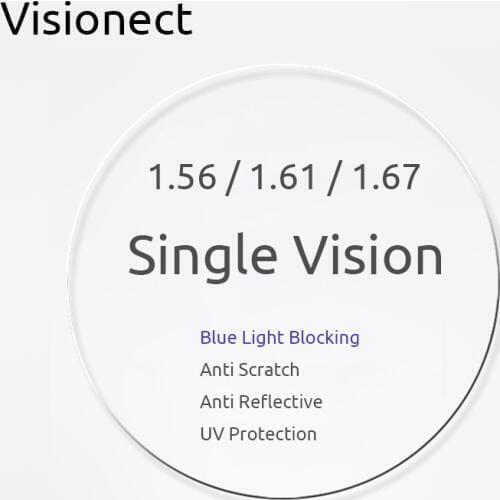 Visionect 1.56 1.61 1.67 Single Vision Prescription Lenses Blue Light Blocking For Computer Glasses Myopia Or Reading Presbyopia