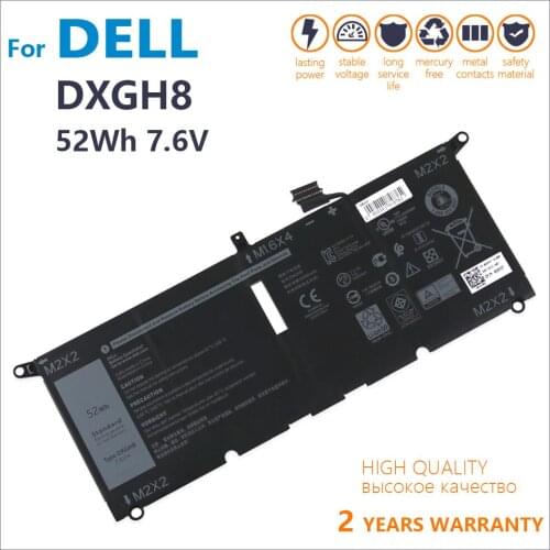 Genuine New 7.6V 52WH ORIGINAL DXGH8 0H754V H754V P82G Laptop Battery For Dell XPS 13 9380 9370 FHD Batteria