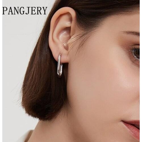 PANGJERY Prevent Allergy 925 Sterling Silver Square Earrings for Women INS Fashion Exaggerated Geometric Party Fine Jewelry Gift