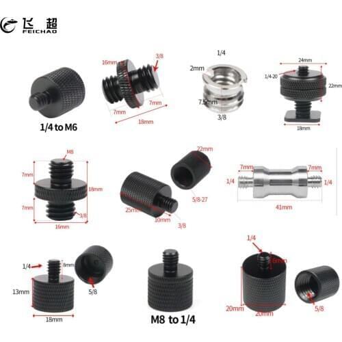 1/4" 3/8" 5/8" M8 M6 Male to Female Thread Screw Mount Converter Adapter Mic Bracket Stand Tripod Plate SLR Camera Accessories