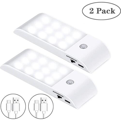 12 LED Rechargeable PIR Motion Induction Sensor Light Stick-on Wardrobe Night Light Hallway Wall Lamp USB Sensor Corridor Lamp