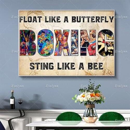 Tyson BoxerPoster Float Like A ButterflySting Like A Bee Living Room Decoration Wall Art Prints Home Decor Canvas Floating Frame