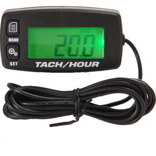 Engine Hour Meter Inductive Tachometer Gauge Backlit Digital Resettable for Snowmobile Motorcycle Marine Glider ATV Snow Blower