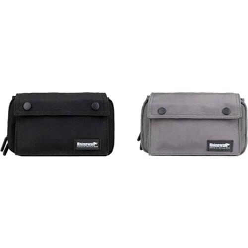 Rhinowalk 2 Pcs Folding Bike Handlebar Bag Waterproof Bicycle Front Bag Handbag Storage Handbag with Cover Black & Gray