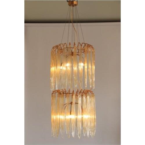 Light luxury post-modern copper branch crystal chandelier French living room dining room lamp American minimalist designer villa